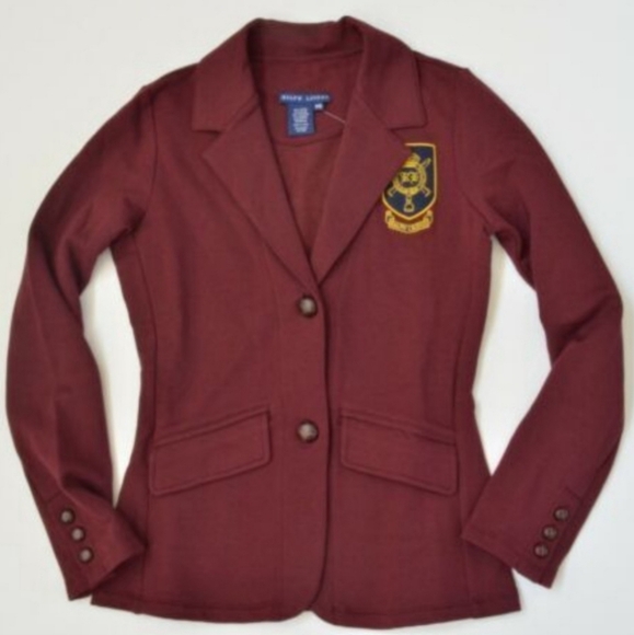 Ralph Lauren Blue Label Jackets & Blazers - Ralph Lauren Blue Label Burgundy Blazer with Crest Patch